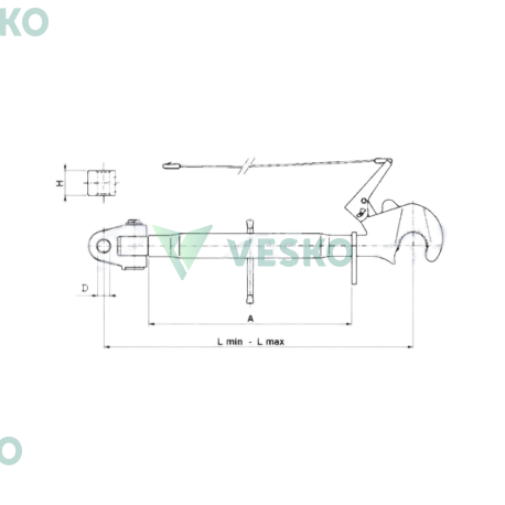 Centrinė Traukė su Kabliu Kat.3 670/935 mm 1 Centrinė Traukė su Kabliu Kat.3 670/935 mm 1