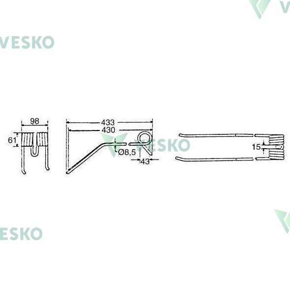 Grėbtuvo Spyruoklė 57701700KR Kuhn 3 Grėbtuvo Spyruoklė 57701700KR Kuhn 3