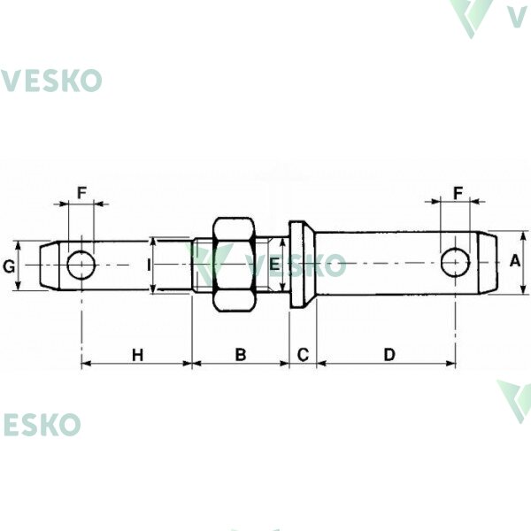 Įsukamas Kaištis Dvipusis Kat. 1/2 22x25 M24 1