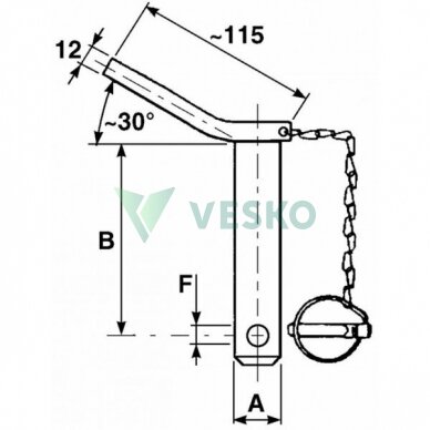 Prikabinimo Kaištis su Grandine Kat. 1 22x130 mm 1 Prikabinimo Kaištis su Grandine Kat. 1 22x130 mm 1