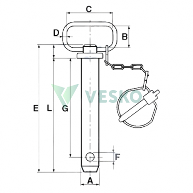 Prikabinimo Kaištis su Grandine Kat.3 32x125 mm 1 Prikabinimo Kaištis su Grandine Kat.3 32x125 mm 1