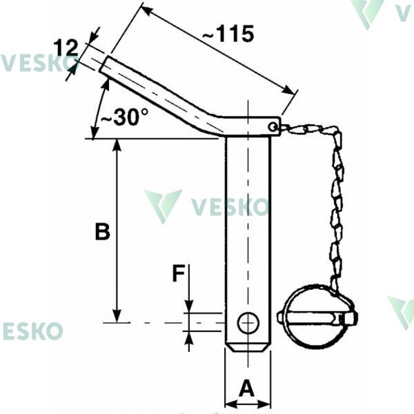 Prikabinimo Kaištis su Grandine Kat. 1 22x130 mm 1 Prikabinimo Kaištis su Grandine Kat. 1 22x130 mm 1