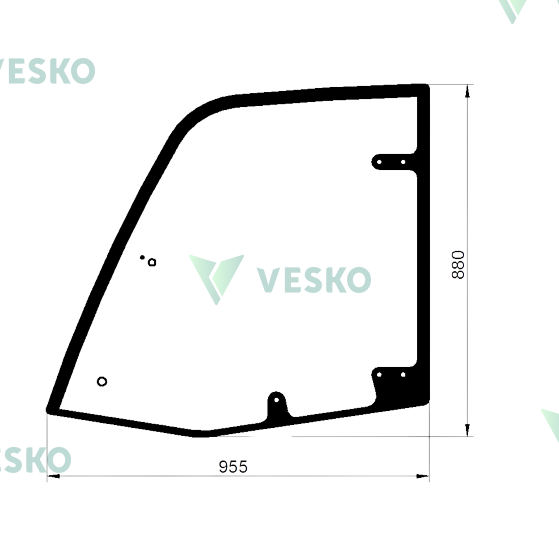 Šoninių Durų Viršutinis Stiklas 315-3750 Šoninių Durų Viršutinis Stiklas 315-3750