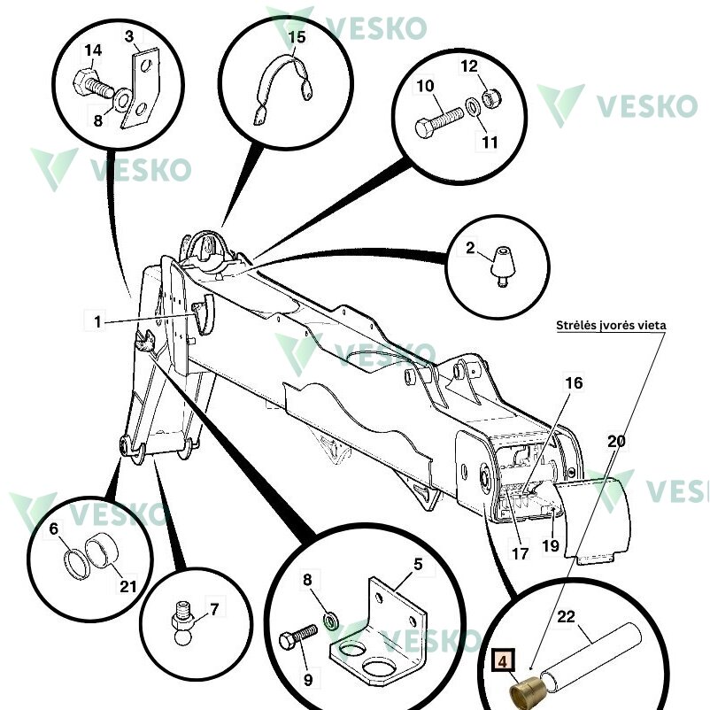 Strėlės Įvorė 808/00398 JCB 1 Strėlės Įvorė 808/00398 JCB 1