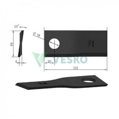 Žoliapjovės Peiliukas 112X48X4X19 Krone 1 Žoliapjovės Peiliukas 112X48X4X19 Krone 1