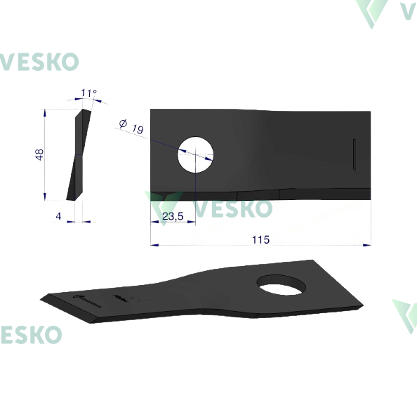 Žoliapjovės Peiliukas 115X47X4X19 Claas 1 Žoliapjovės Peiliukas 115X47X4X19 Claas 1