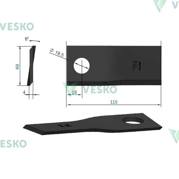 Žoliapjovės Peiliukas 115X49X4 Samasz 1